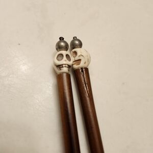 NEW Goth Handmade Punk Edgy Emo Y2k Hair Chopsticks Set Skull Accessory